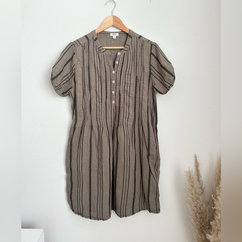 Dylan Striped Cotton Button Down Mini Dress - Extra Small